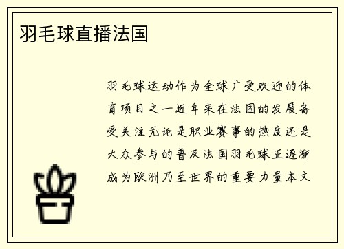 羽毛球直播法国